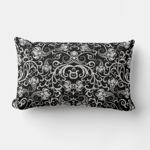 Cute black dalmatian flowers background design lumbar pillow