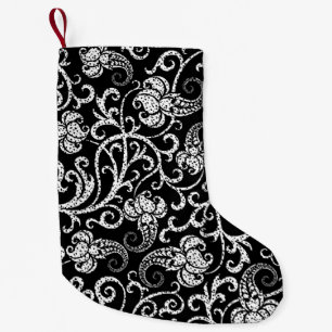Cute black dalmatian flowers background design small christmas stocking