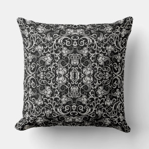Cute black dalmatian flowers background design throw pillow