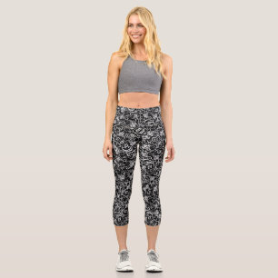 Cute black dalmatian flowers design capri leggings