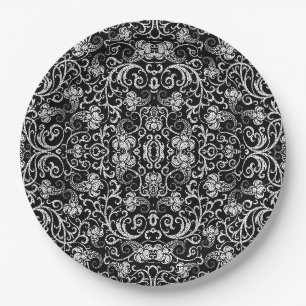 Cute black dalmatian flowers design paper plate