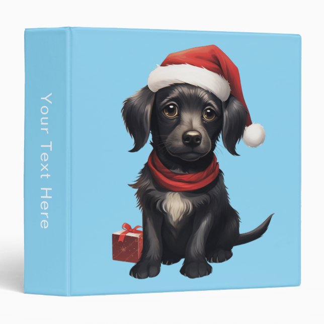 Cute Black Dog at Christmas Binder (Front/Spine)