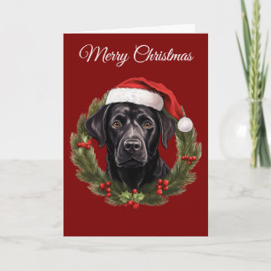 Cute Black Dog at Christmas Holiday Card