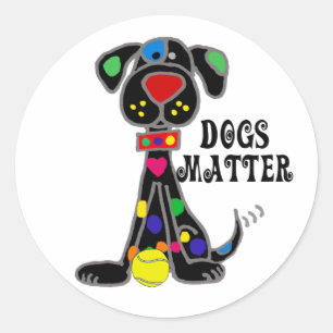 Cute Black Dog Dogs Matter Cartoon Classic Round Sticker