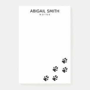 Cute Black Dog Paw Prints - Personalized Post-it Notes