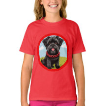 Cute Black Dog With Red Collar in Cartoon Style