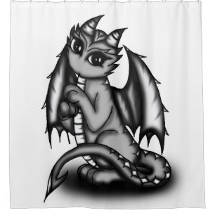 cute black dragon shower curtain