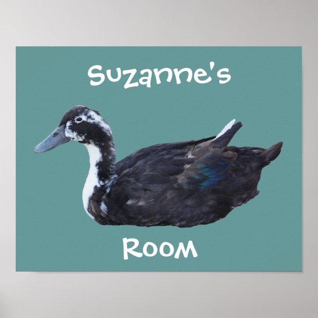 Cute Black Duck Kids Room Personalized    Poster (Front)