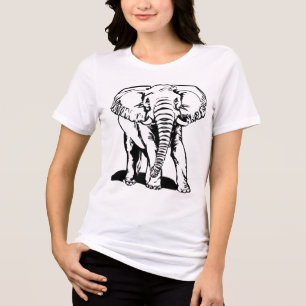 Cute Black Elephant Line Drawing Tri-Blend Shirt