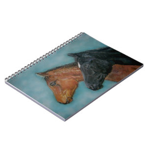 cute black foal chestnut foal colt portrait horse notebook