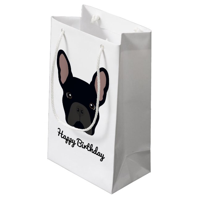 Cute Black French Bulldog Birthday Small Gift Bag (Back Angled)