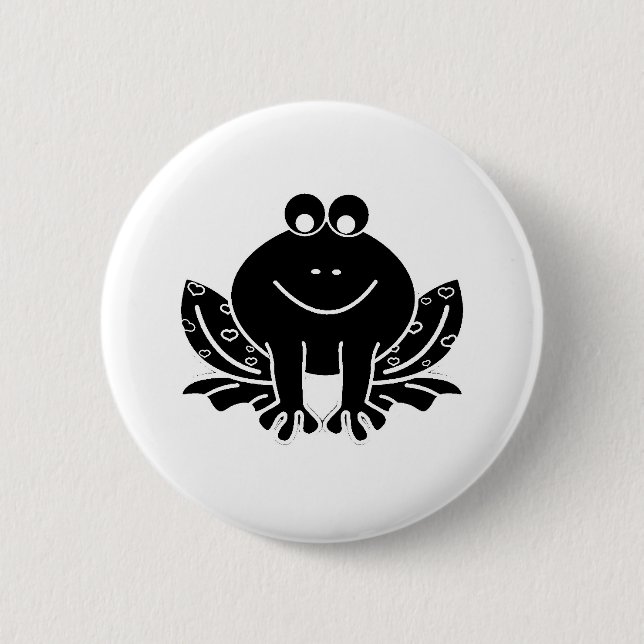 cute black frog 2 inch round button (Front)