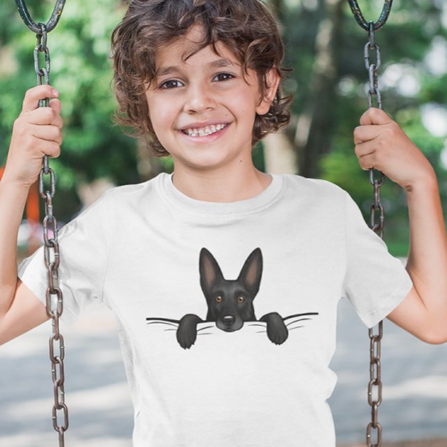 Cute Black German Shepherd Dog Peeking T-Shirt (Creator Uploaded)