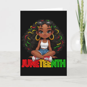 Cute Black Girls Juneteenth Celebrating 1865 Kids Card