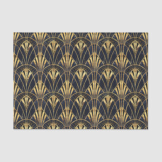 Cute black gold art deco pattern tiled tissue paper