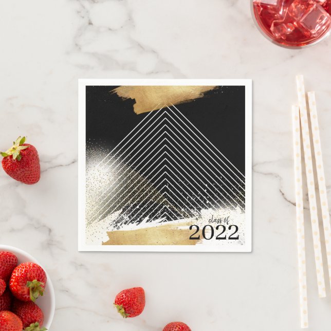 Cute Black & Gold Framed Graduation Party Napkins (Insitu)