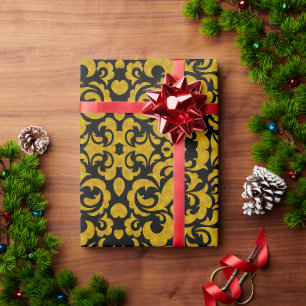 Cute black golden seamless floral patterns Case-Ma Wrapping Paper
