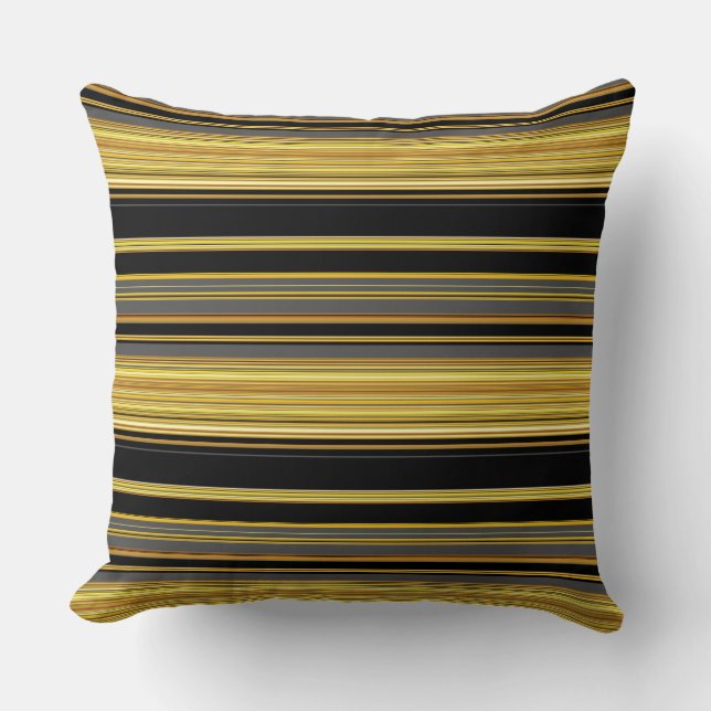 Cute black golden stripes throw pillow (Front)