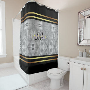 Cute Black Grey And Gold Stripes Marble