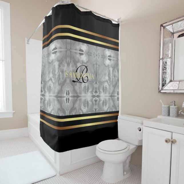 Cute Black Grey And Gold Stripes Marble (In Situ)