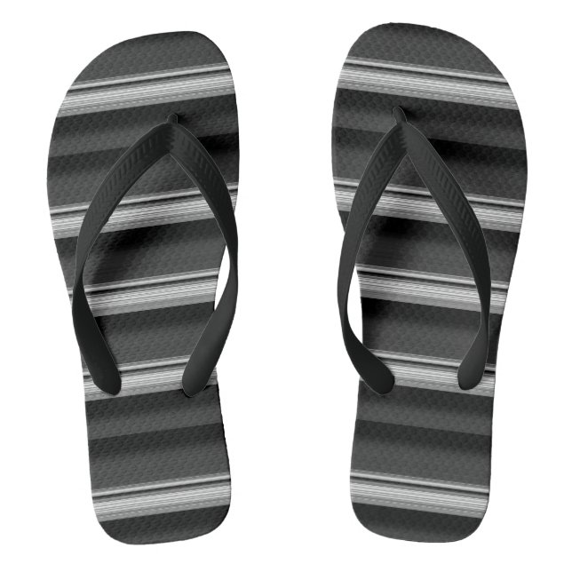 Cute black grey stripes flip flops (Footbed)