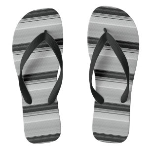 Cute black grey stripes flip flops