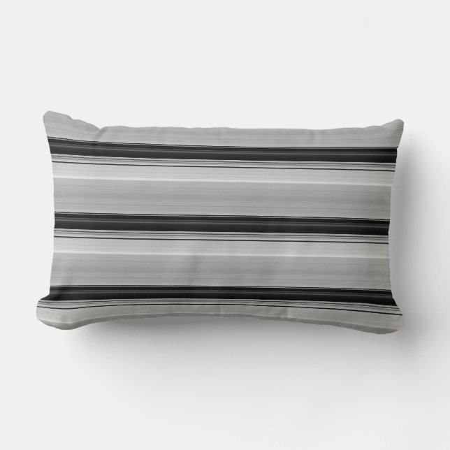 Cute black grey stripes lumbar pillow (Front)