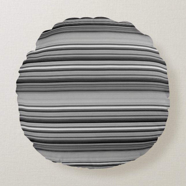 Cute black grey stripes  round pillow (Front)
