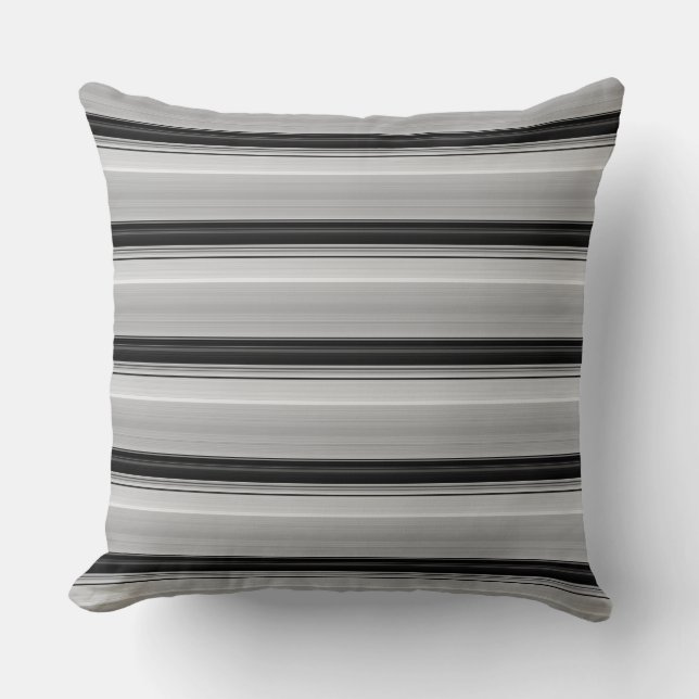 Cute black grey stripes throw pillow (Front)