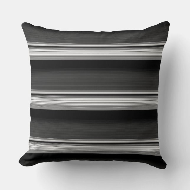 Cute black grey stripes throw pillow (Front)