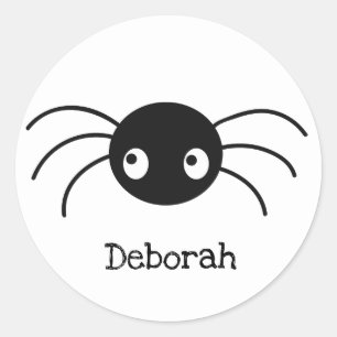 Cute black Halloween cartoon spider personalized  Classic Round Sticker