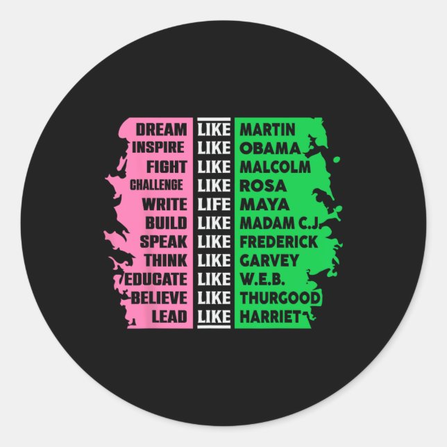 Cute Black History Month Aka Fun Tee Black History Classic Round Sticker (Front)
