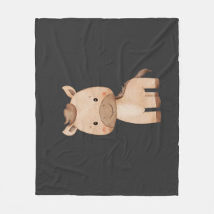 Cute Black Horse Fleece Blanket