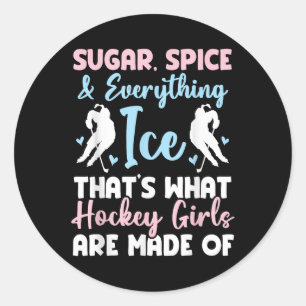 Cute Black Ice Hockey Hockey Girl  Classic Round Sticker