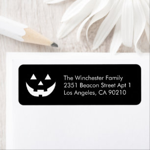 Cute black Jack o lantern Halloween fun address