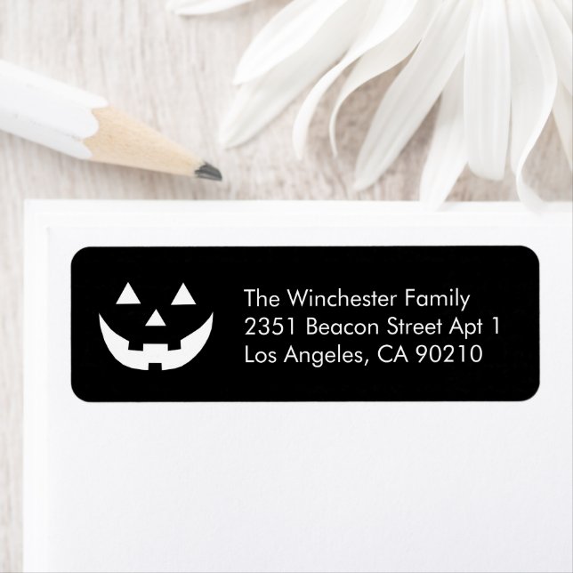 Cute black Jack o lantern Halloween fun address (Insitu)