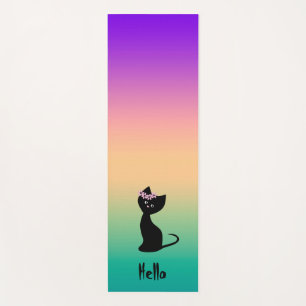 Cute black kitten cat personalized summer gradient yoga mat