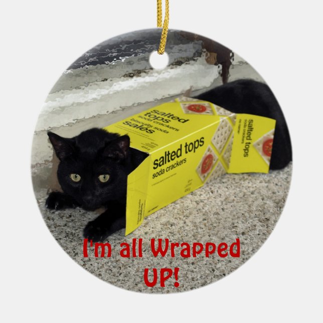 Cute Black Kitten Christmas Ornament (Front)