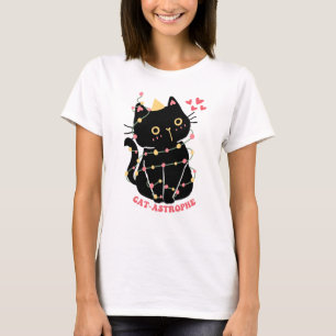 Cute black kitten in cat-astrophe T-Shirt