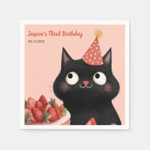 Cute Black Kitten Kids’ Purr-fect Birthday Party  Napkin