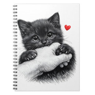 Cute Black Kitten Love Bite Notebook