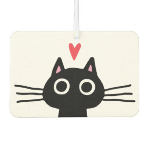 Cute Black Kitten with Valentine Heart Air Freshener