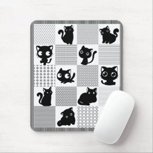 Cute Black kittens with grey and white patterns Mouse Pad