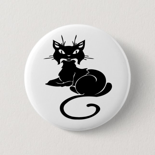 Cute Black Kitty 2 Inch Round Button (Front)