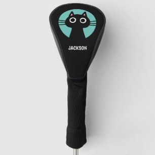 Cute Black Kitty Cat   Cool Kitten Personalized Golf Head Cover