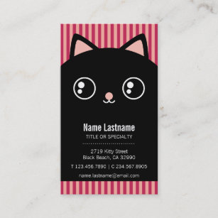 Cute Black Kitty Cat Face Striped Business Card