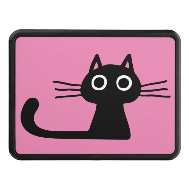 Cute Black Kitty Cat Purrfect Pink Trailer Hitch Cover (Front)