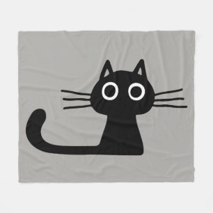 Cute Black Kitty Cat   Warm Whimsical Fleece Blanket