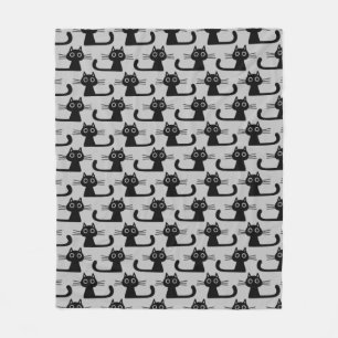 Cute Black Kitty Cats Pattern Fun Animal Lover's Fleece Blanket