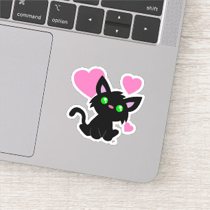 Cute Black Kitty Custom-Cut Vinyl Sticker